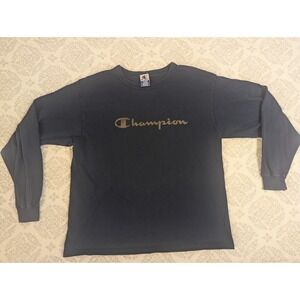 VTG 90s Champion Mens XL Black Longsleeve Shirt Distressed Grunge Made in USA